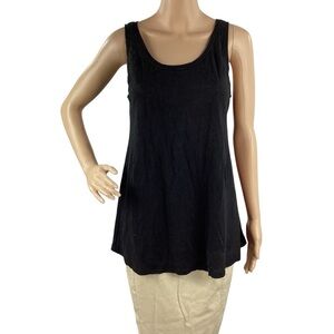 Eileen Fisher Black Organic Linen Scoop Neck Tank Top Size Small